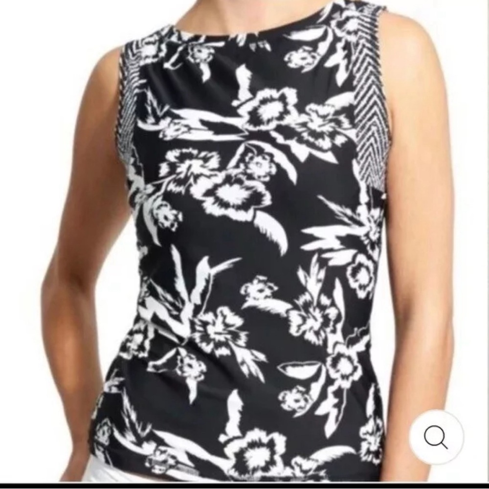 Athleta Women’s Medium Black White Molokai Sleeveless Rash Guard Swim Cover Up